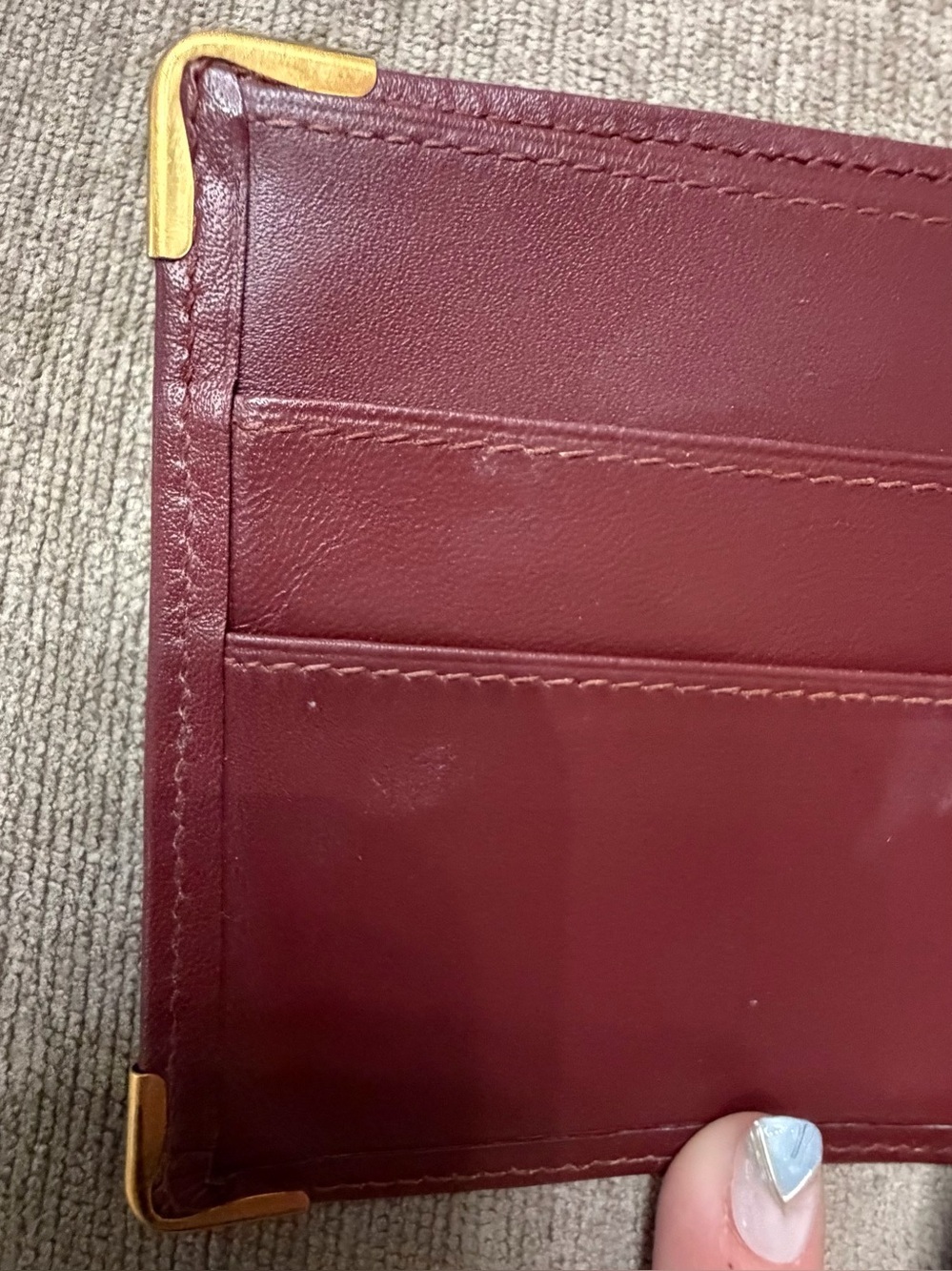Vintage Cartier Bordeaux Calf Skin Leather Wallet - Picture 6 of 13